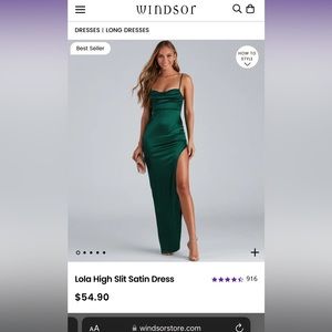 Windsor Lola High Slit Satin Dress